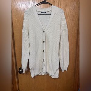 Elegant Cream Button-Up Cardigan